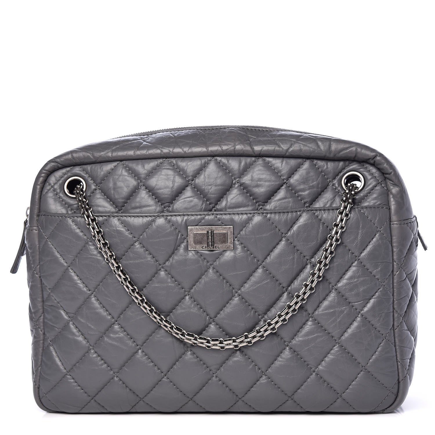 Chanel Aged Calfskin Quilted Large Reissue Camera Case Grey 1 of 20