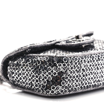 Chanel Sequin Micro Flap Dark Silver 9 of 10