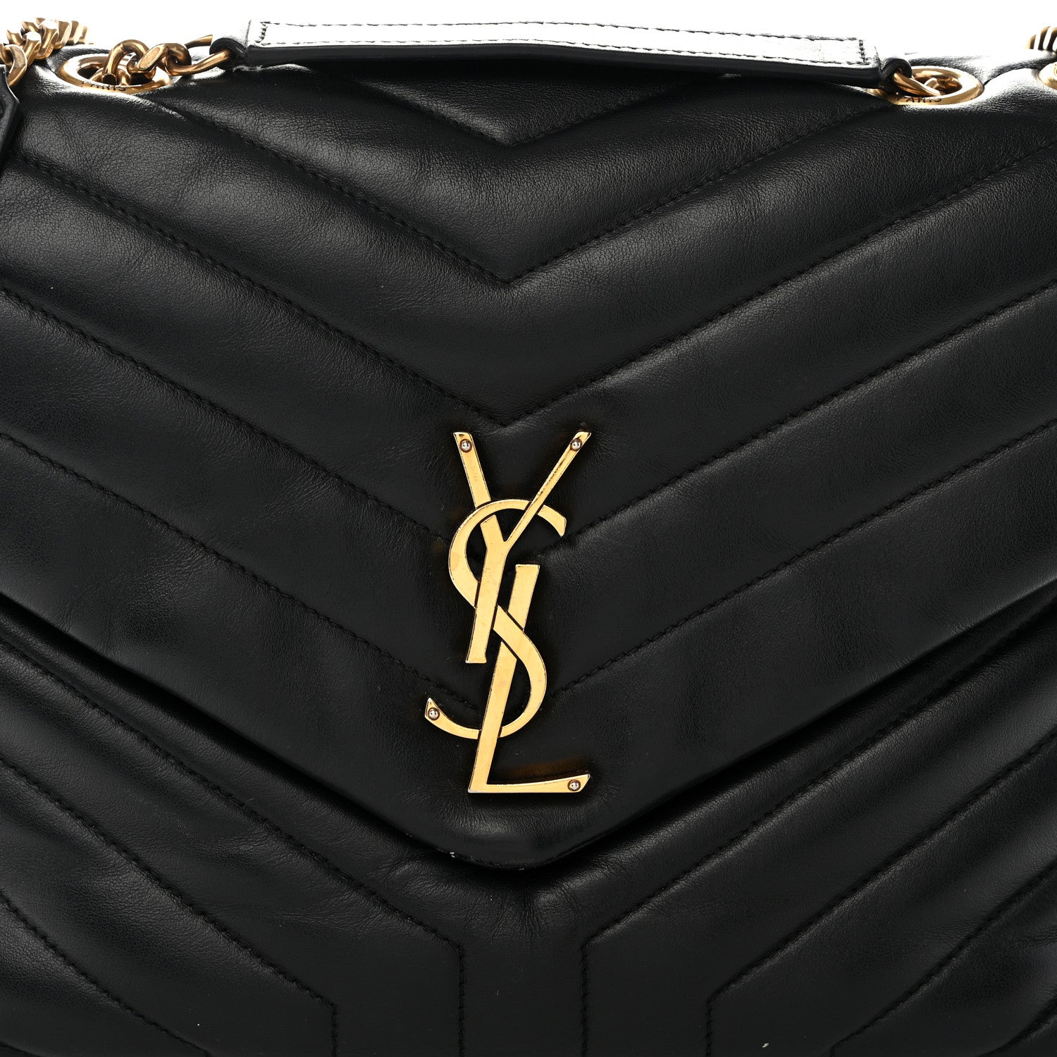 Saint Laurent Calfskin Y Quilted Monogram Medium Loulou Chain Satchel Black 9 of 14