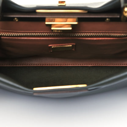Fendi Vitello Seta Shiny Nappa Medium Peekaboo Iconic Satchel Verde Prato Makeup 8 of 10