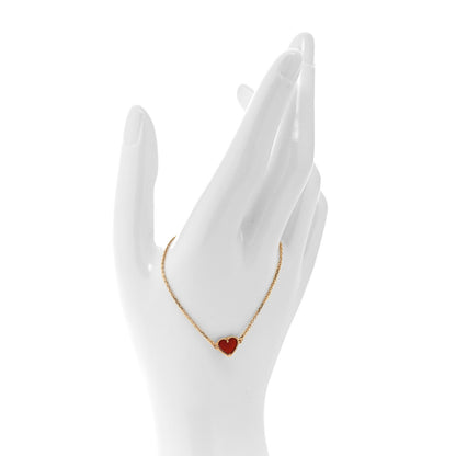 Van Cleef & Arpels 18K Rose Gold Carnelian Sweet Alhambra Heart Bracelet 2 of 6