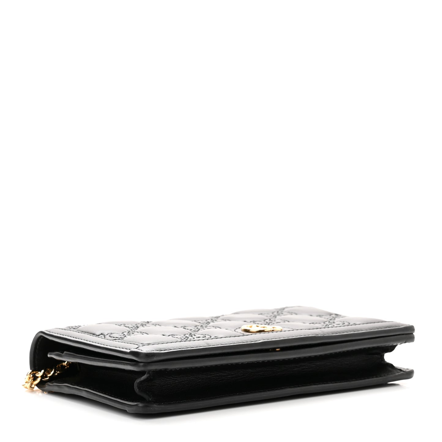 Calfskin GG Matelasse Chain Wallet Black
