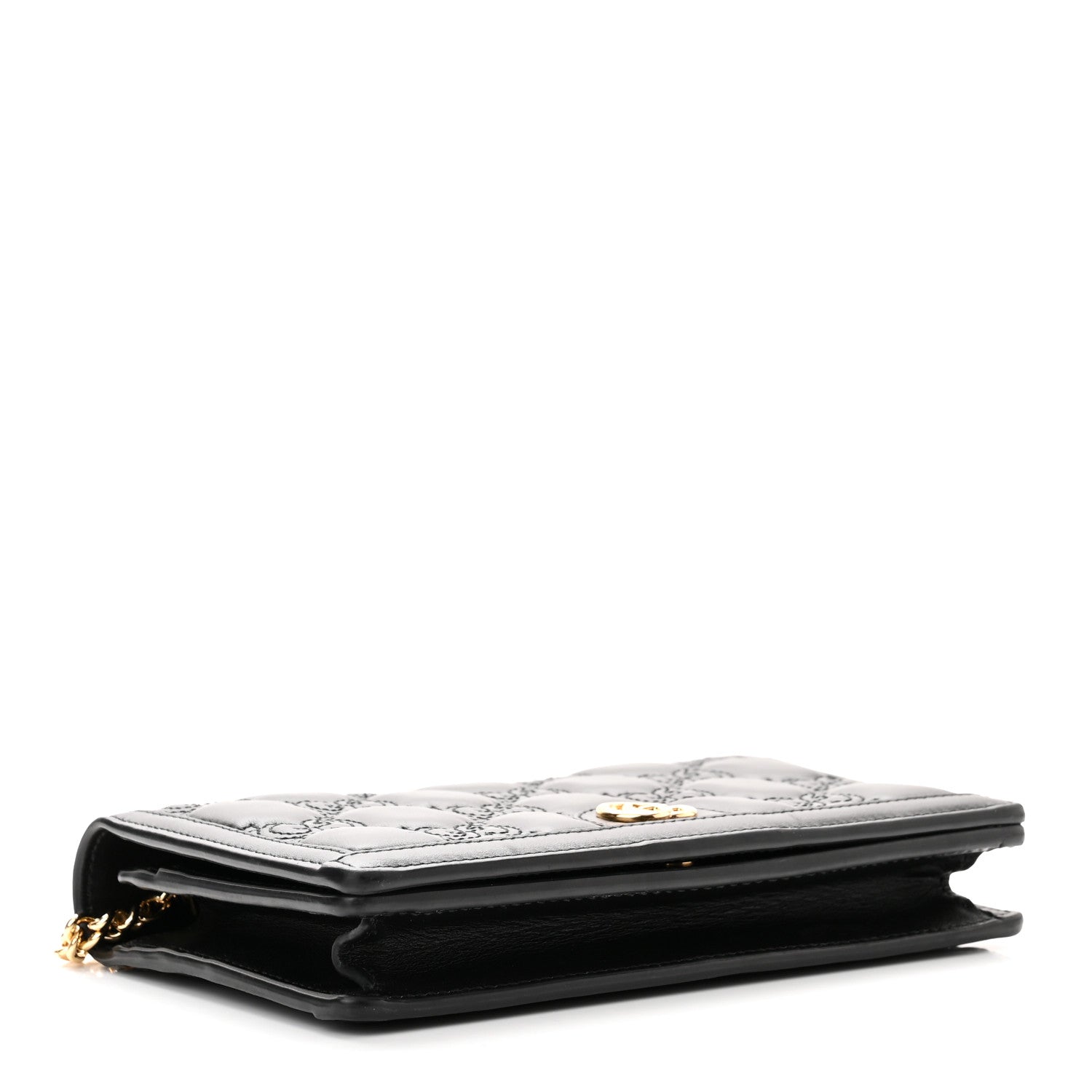 Gucci Calfskin GG Matelasse Chain Wallet Black 3 of 7