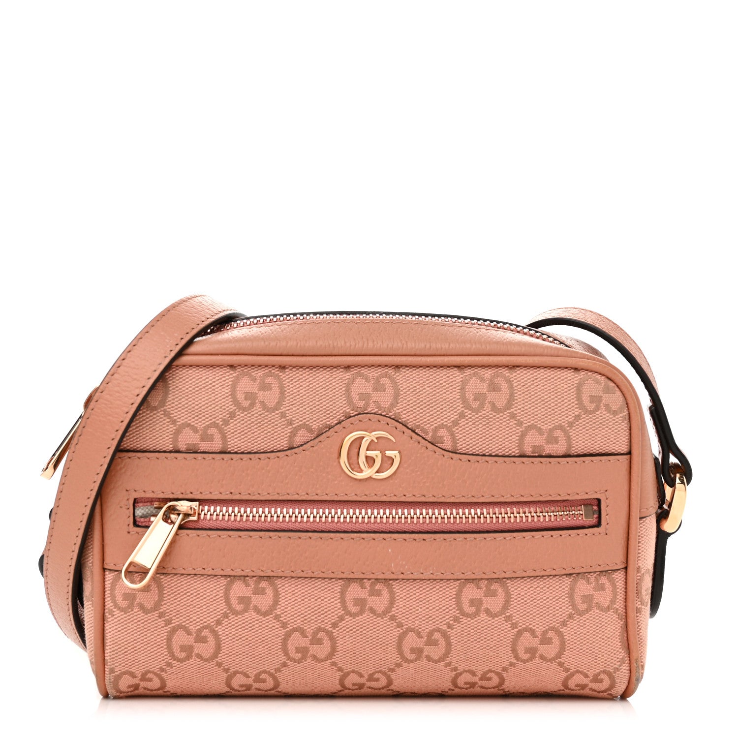 Gucci Monogram Textured Dollar Calfskin Mini Ophidia Shoulder Bag Cloche Rose Pink 1 of 12