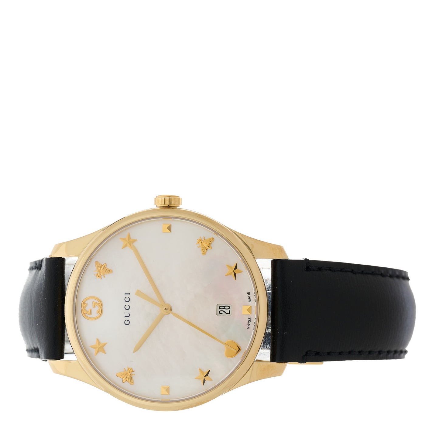 Stainless Steel Calfskin Mother of Pearl 36mm G-Timeless Charm Quartz Watch