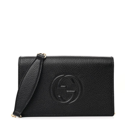 Gucci Pebbled Calfskin Soho Wallet On Chain Black 1 of 10