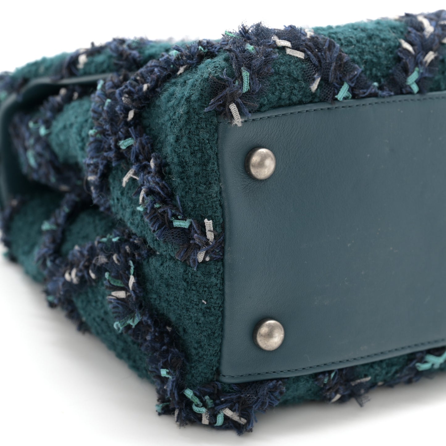 Tweed Lizard Quilted Small Coco Handle Flap Green Multicolor