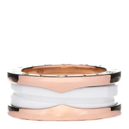 Bulgari 18K Rose Gold White Ceramic B.Zero1 Two-Band Ring 49 4.75 1 of 7