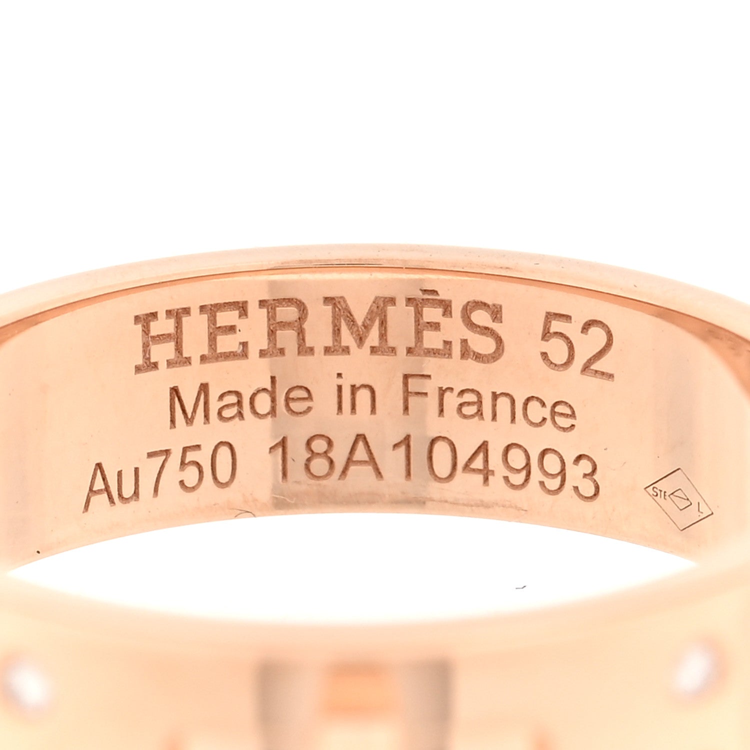Hermes 18K Rose Gold Diamond PM Kelly Ring 52 6 4 of 5