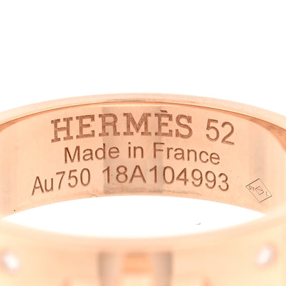 Hermes 18K Rose Gold Diamond PM Kelly Ring 52 6 4 of 5