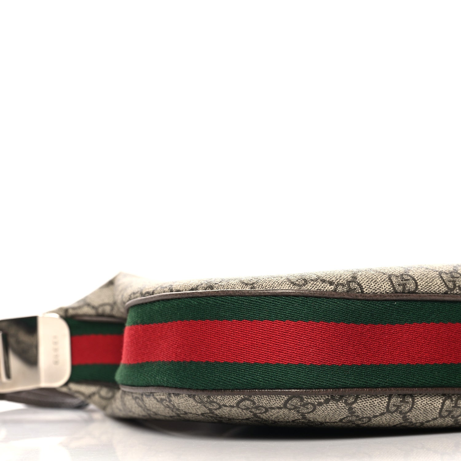 Gucci GG Supreme Monogram Textured Calfskin Web Large Attache Shoulder Bag Beige Ebony New Acero 9 of 11