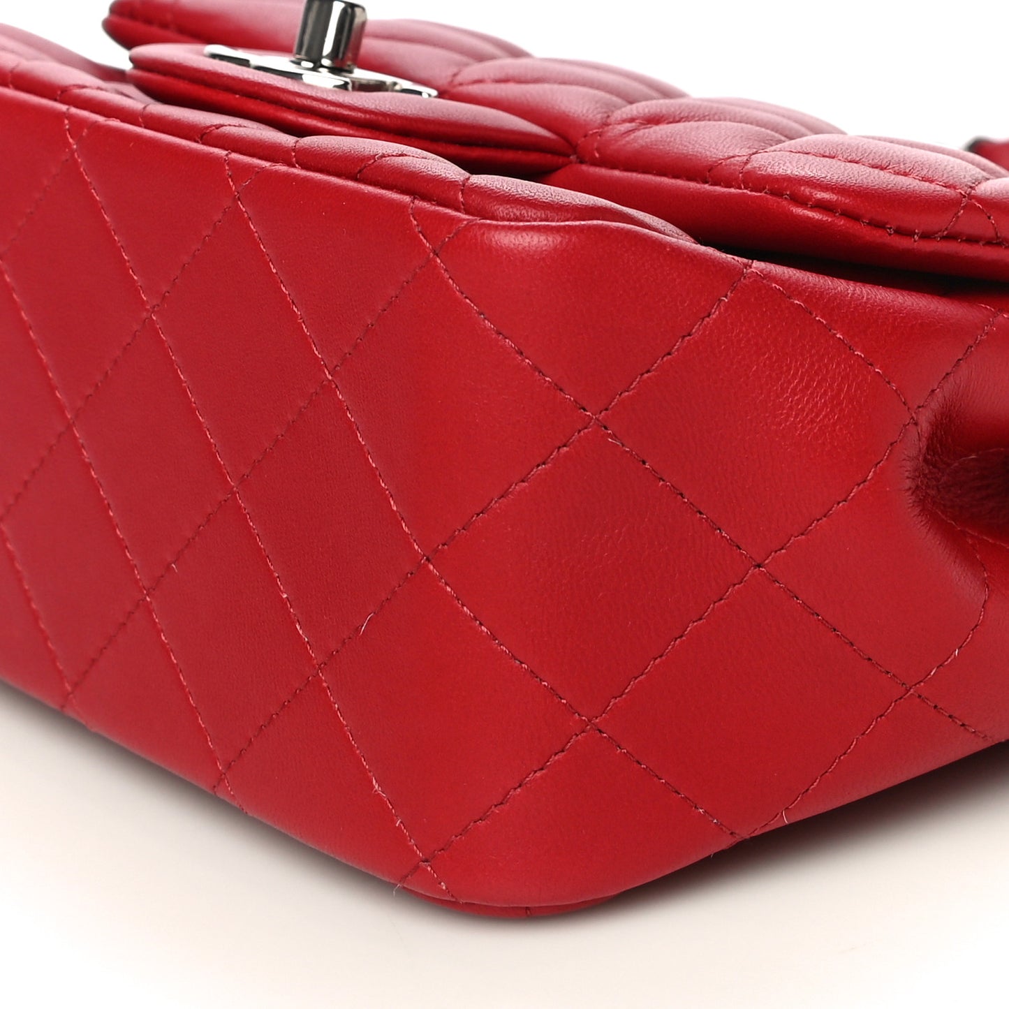Lambskin Quilted Mini Square Flap Red