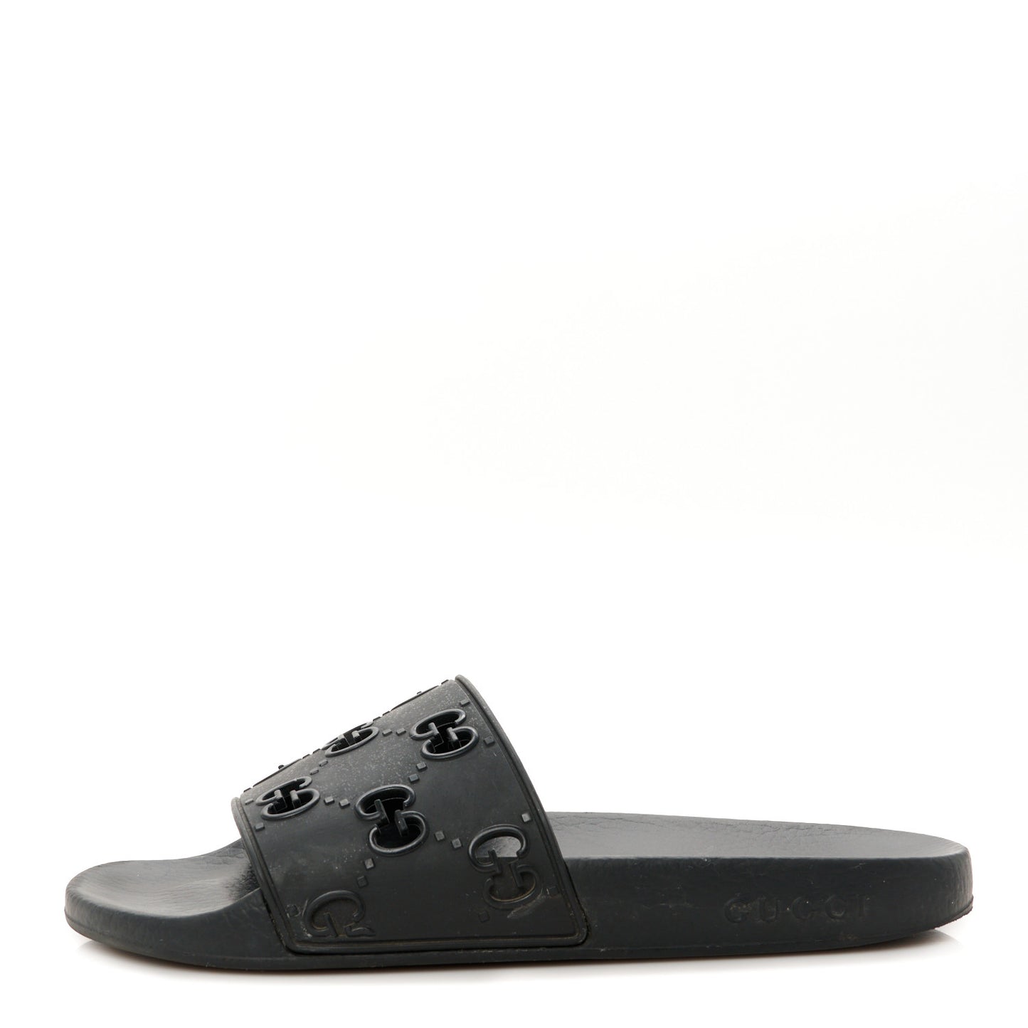 Rubber GG Monogram Perforated Womens Slide Sandals 40 Black