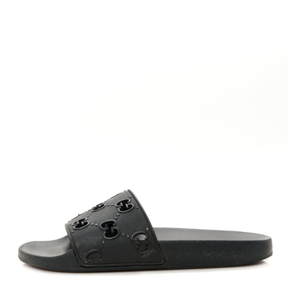 Gucci Rubber GG Monogram Perforated Womens Slide Sandals 40 Black 1 of 18