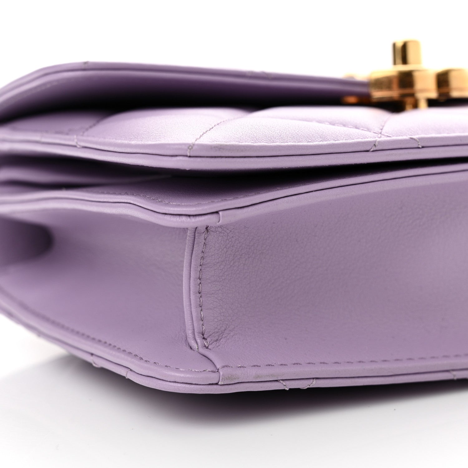 Chanel Shiny Calfskin Quilted Mini Metal Top Handle Flap Purple 9 of 13