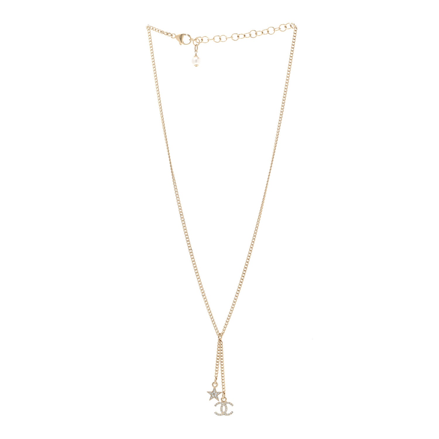 Chanel Pearl Crystal CC Star Necklace Gold 3 of 6