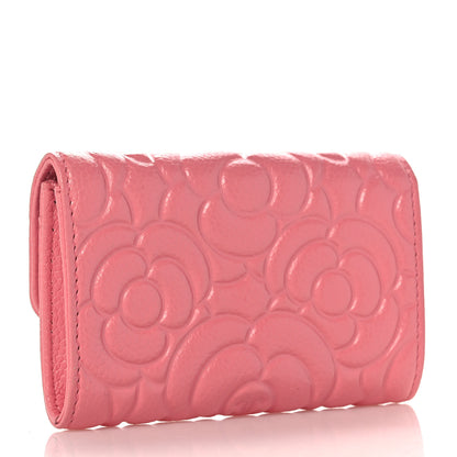 Chanel Caviar Camellia Embossed Card Holder Wallet Pink 3 of 9