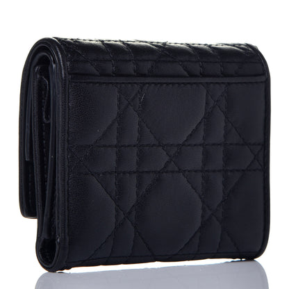 Christian Dior Lambskin Cannage Lady Dior Lotus Wallet Black 3 of 7