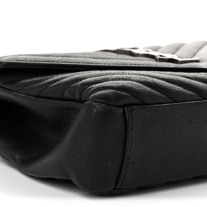 Saint Laurent Sheepskin Matelasse Chevron Monogram Medium College Bag Black 9 of 10