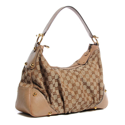 Gucci Monogram Medium Jockey Hobo Beige 3 of 7