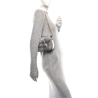 Gucci Lizard Mini Horsebit 1955 Shoulder Bag Silver 2 of 10