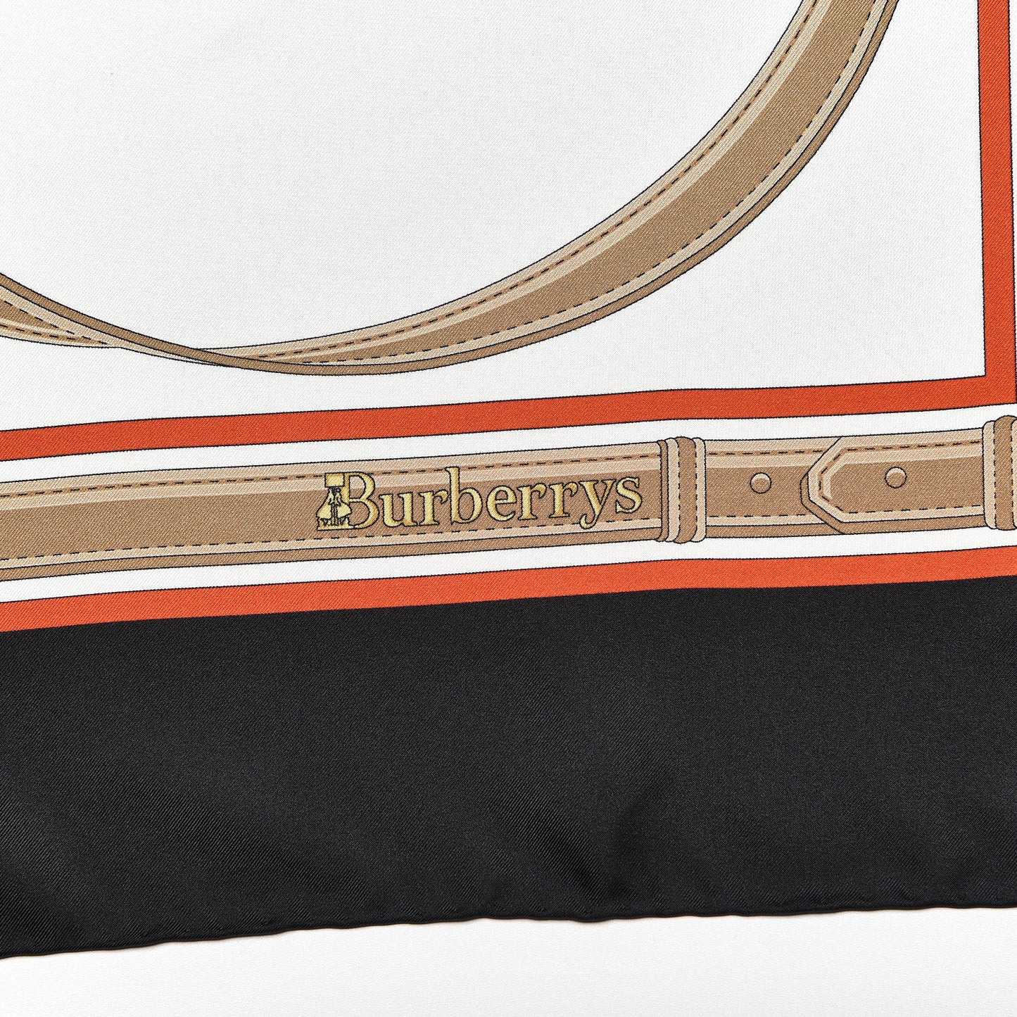 Silk Two Lovers Belt Print Scarf Black