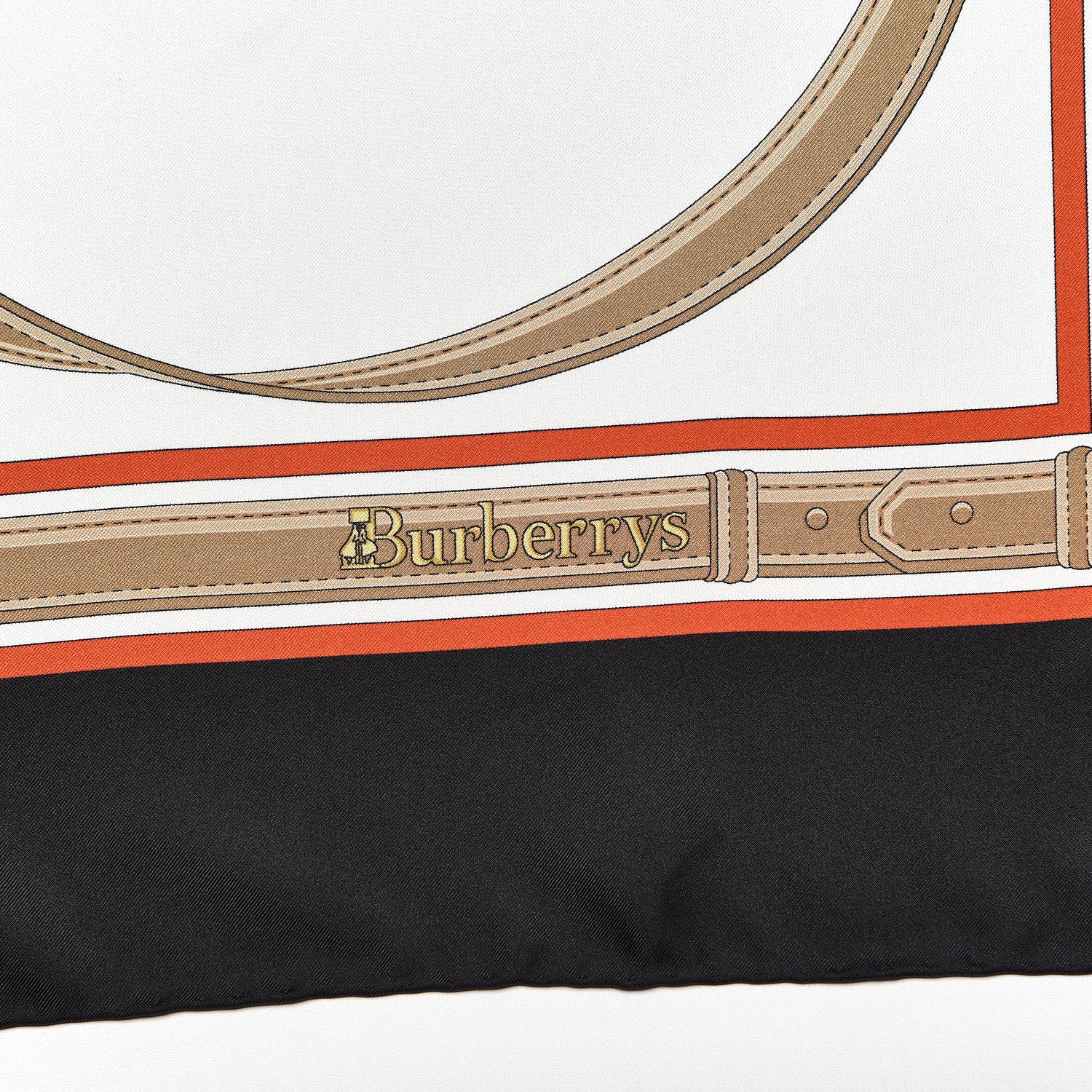Burberry Silk Two Lovers Belt Print Scarf Black 5 of 5