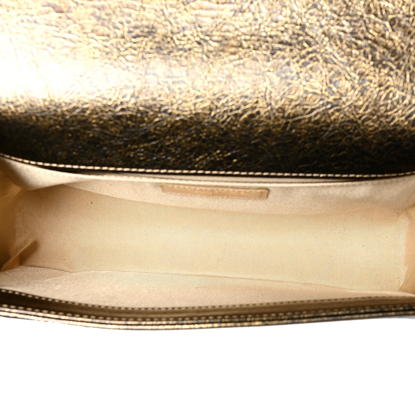 Metallic Crackled Calfskin Quilted Medium Boy Flap Black Gold