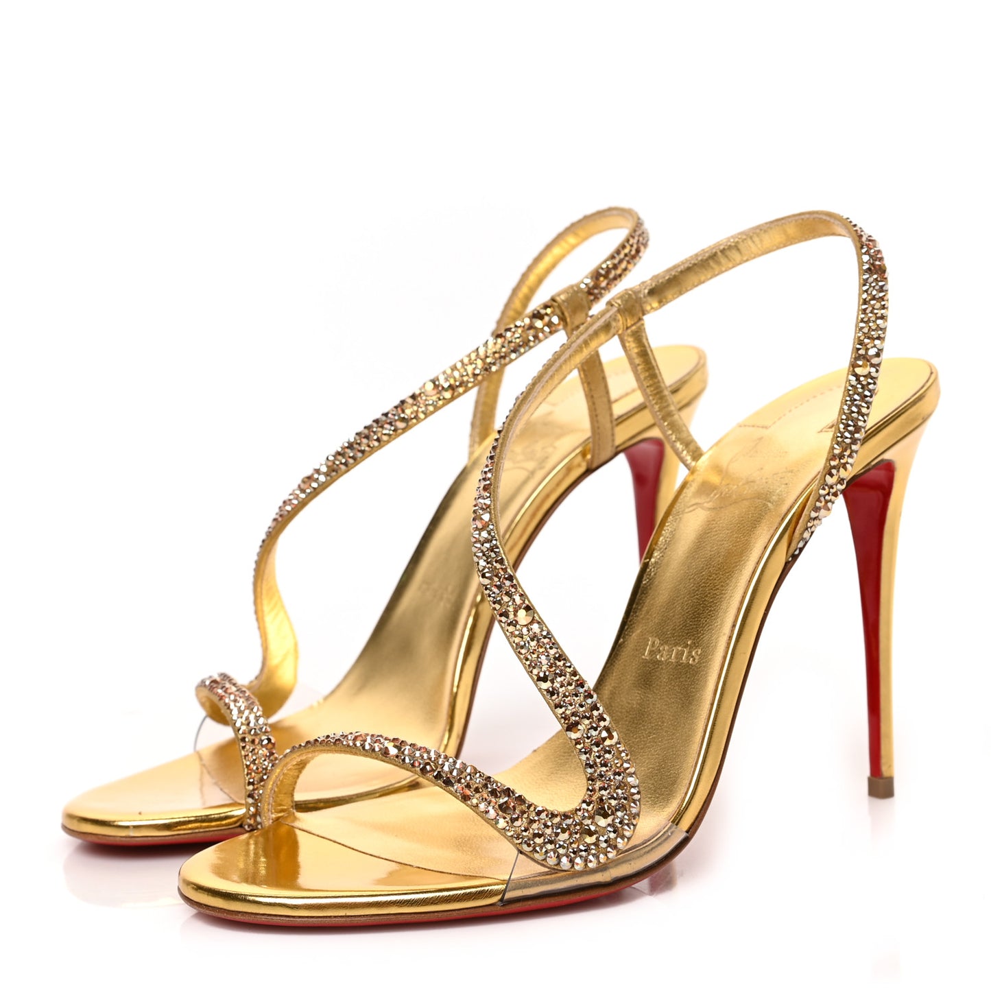Crystal Strass Rosalie 100 Sandals 38 Cry Aurum Gold