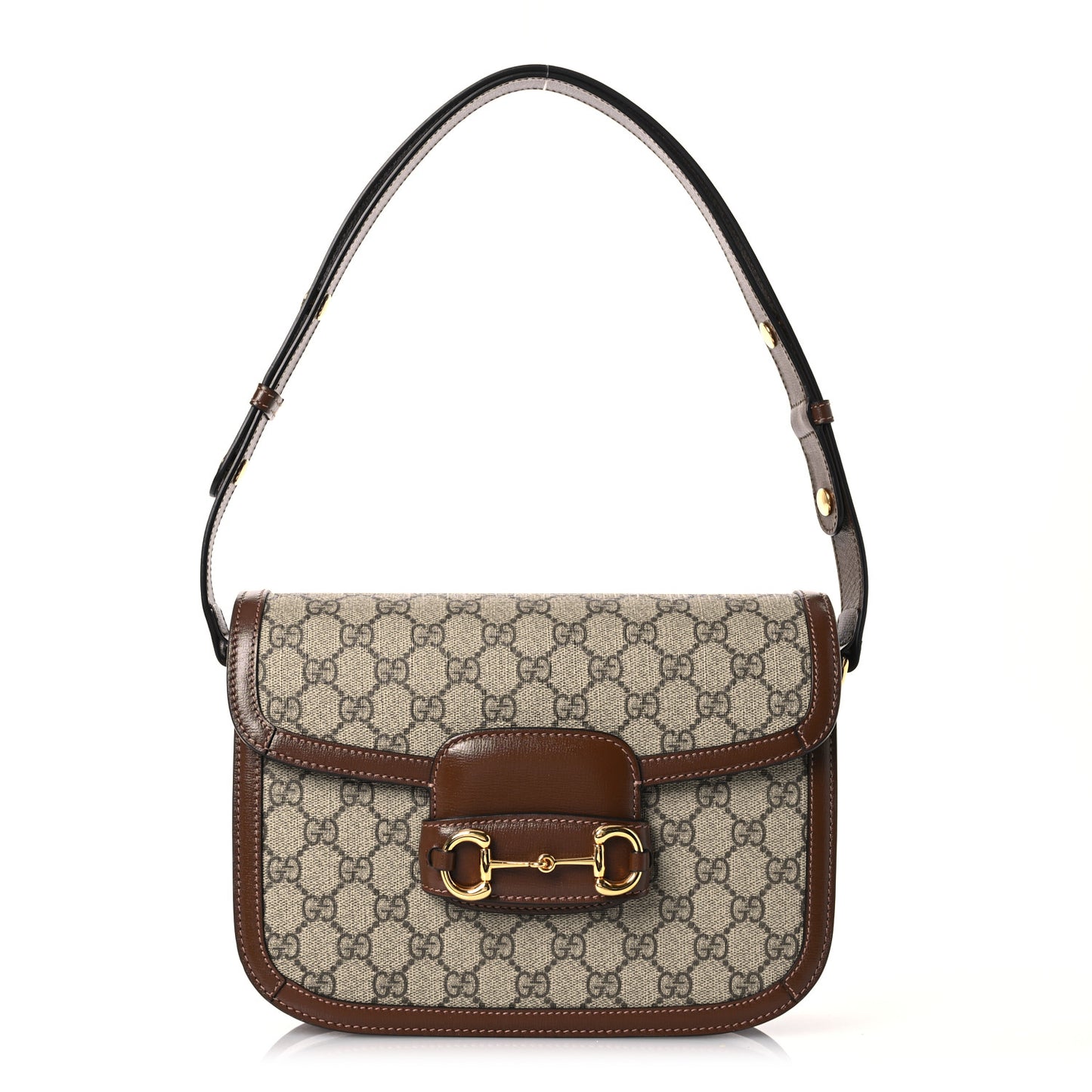 GG Supreme Monogram Horsebit 1955 Shoulder Bag Beige Brown Sugar
