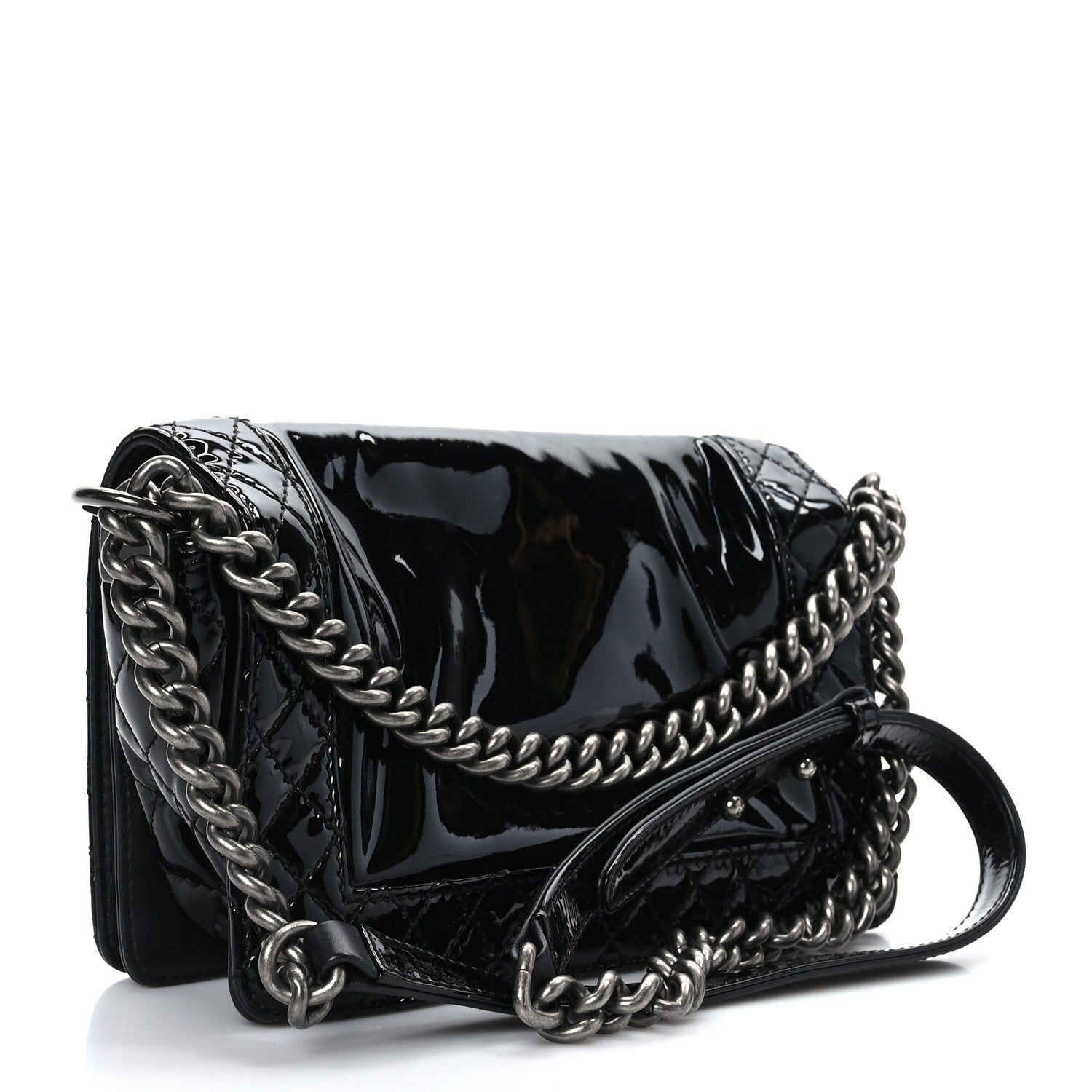 Chanel Patent New Medium Boy Reverso Flap Black 3 of 9