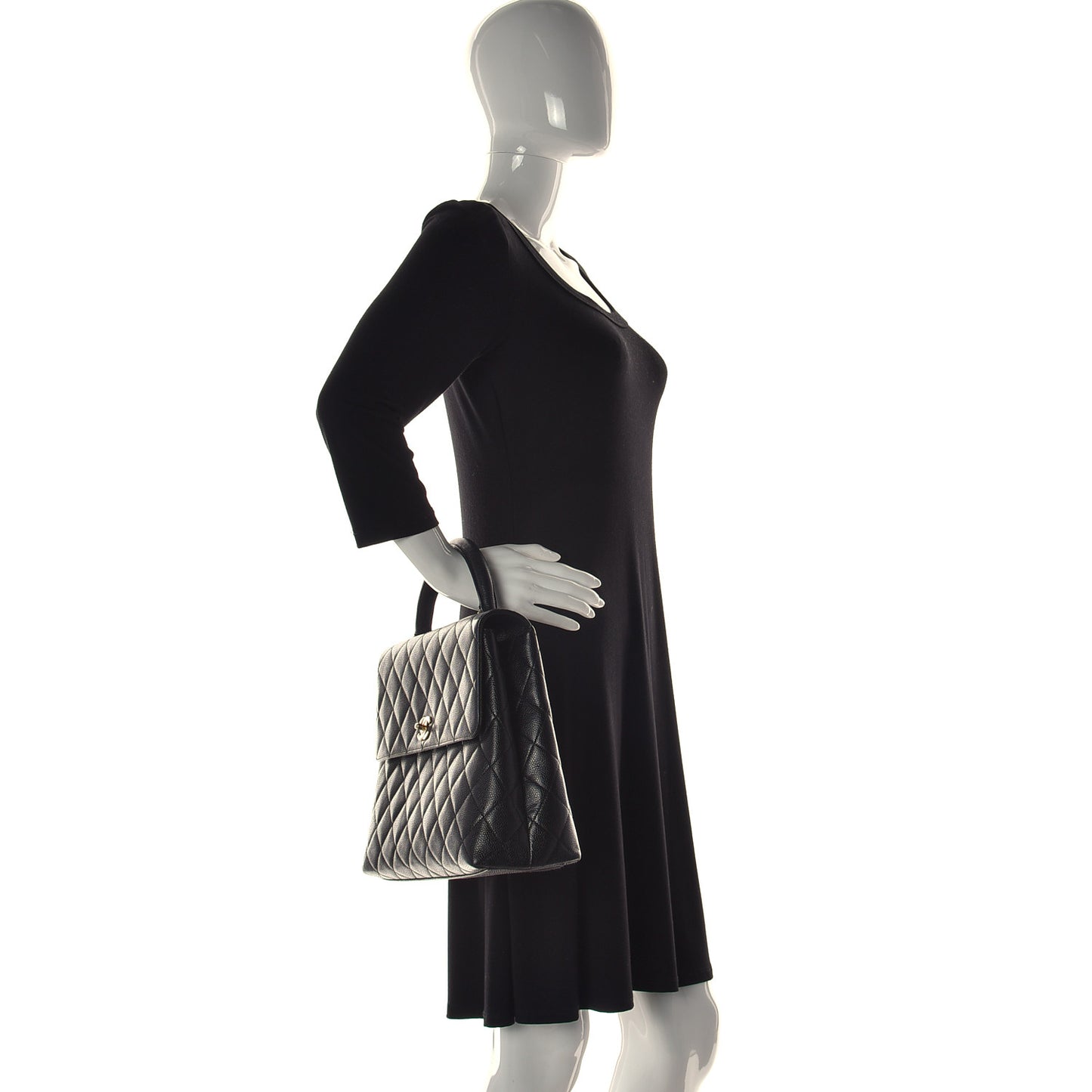 Caviar Quilted Jumbo Kelly Flap Black