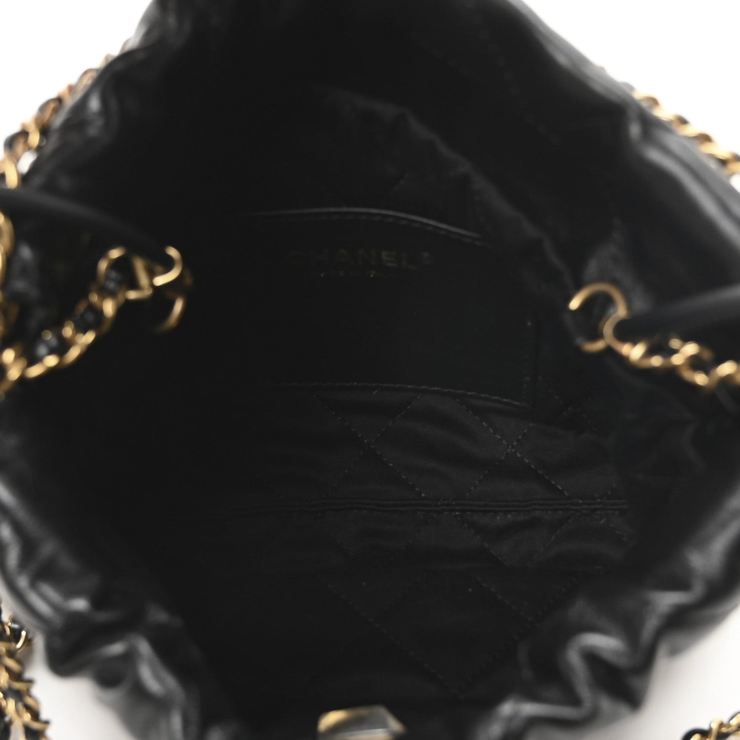 Shiny Calfskin Quilted Mini Chanel 22 Black