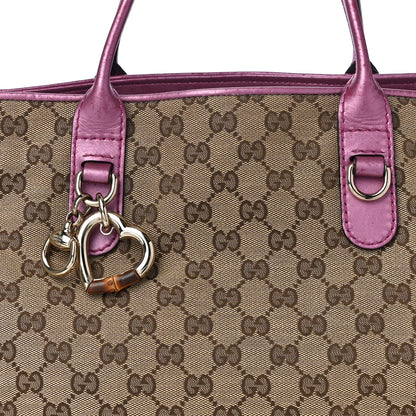 Gucci Monogram Large Heart Bit Charm Top Handle Tote Pink 7 of 10