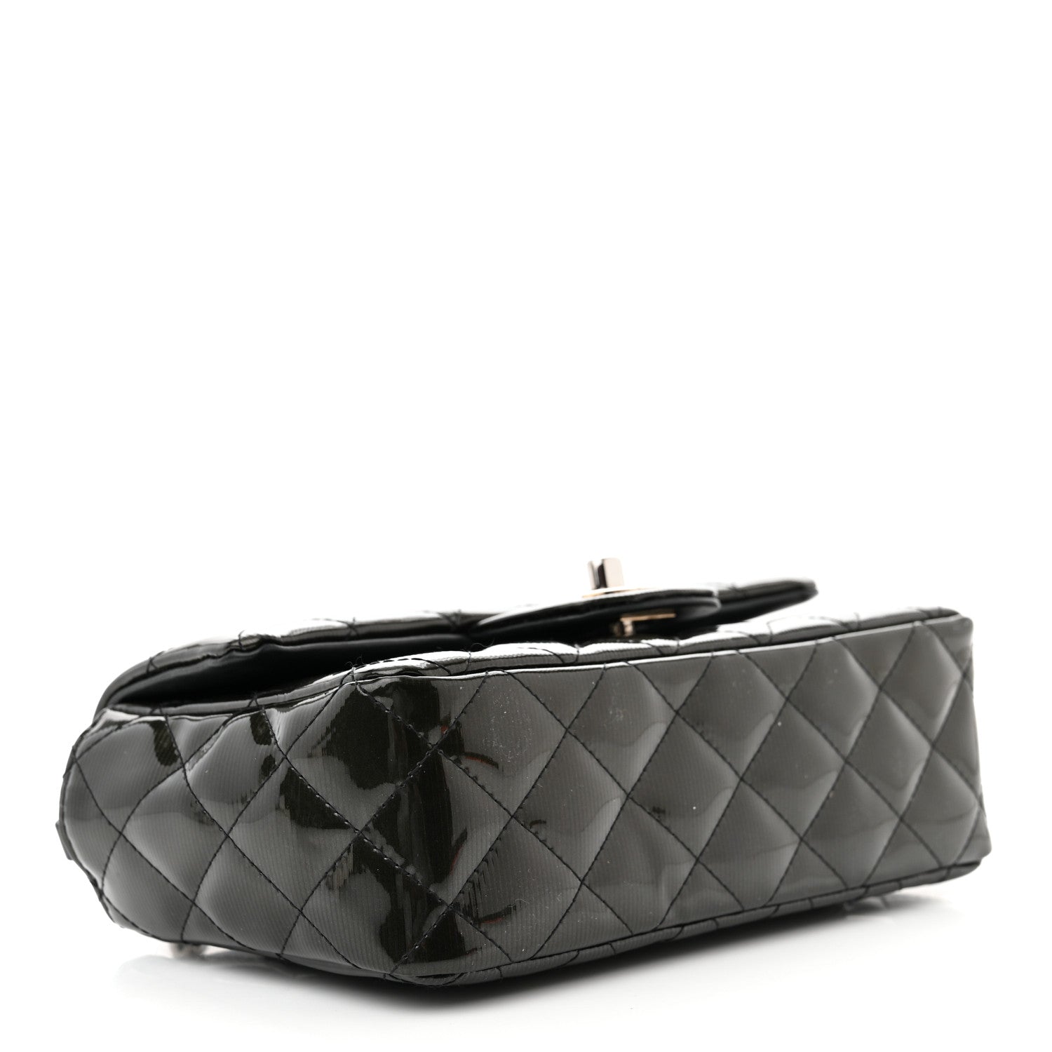 Chanel Striated Patent Quilted Mini Rectangular Flap Black 4 of 10