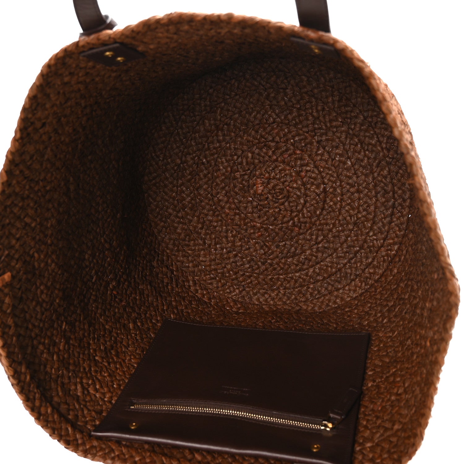 Saint Laurent Raffia Calfskin Medium Panier Tote Dark Chocolate 5 of 10