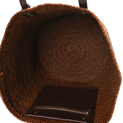 Saint Laurent Raffia Calfskin Medium Panier Tote Dark Chocolate 5 of 10