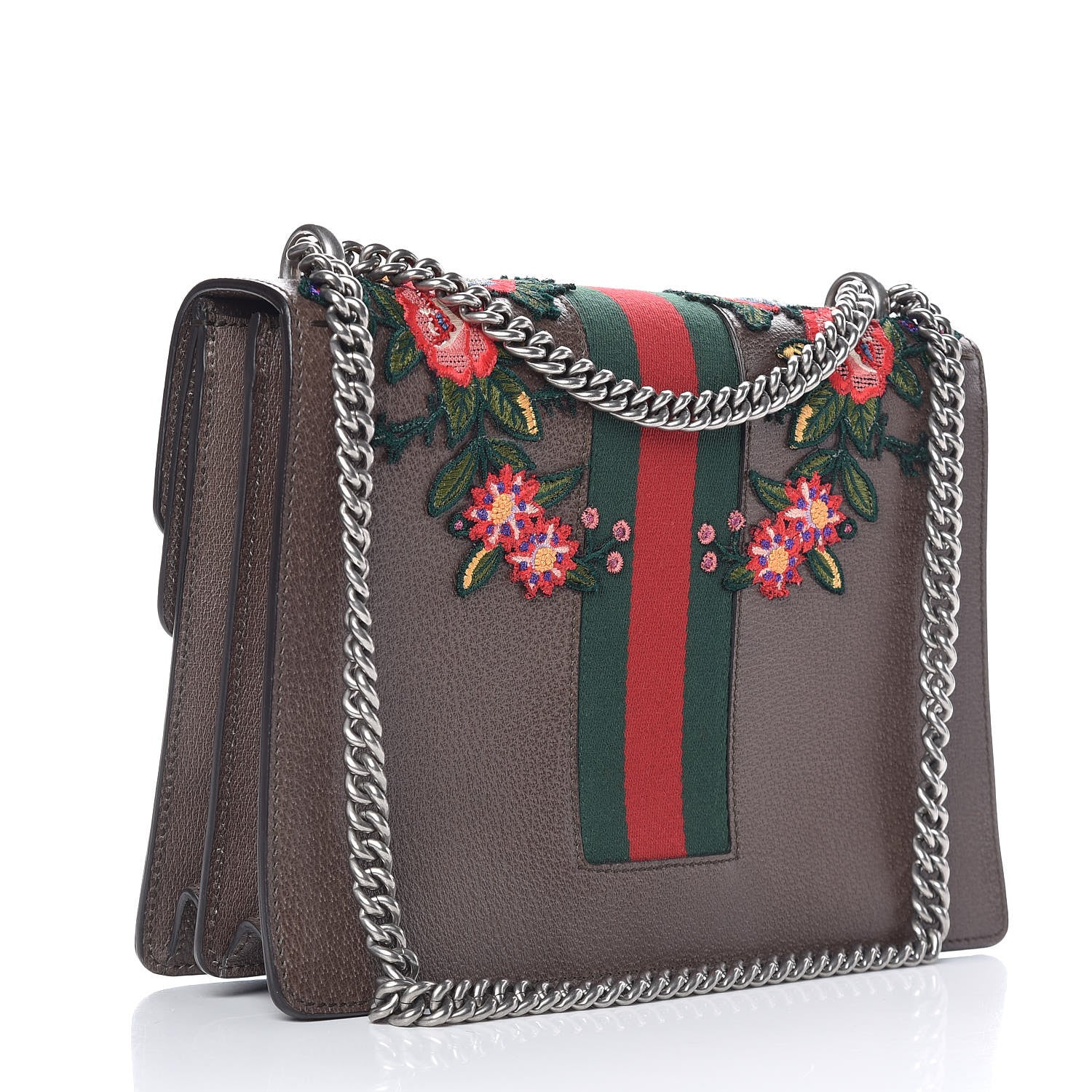 Gucci Calfskin Web Owl Embroidered Medium Dionysus Shoulder Bag New Acero Multicolor 4 of 12