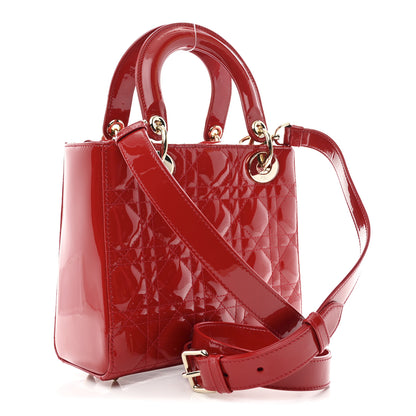 Christian Dior Patent Cannage Small Lady Dior Red 3 of 10