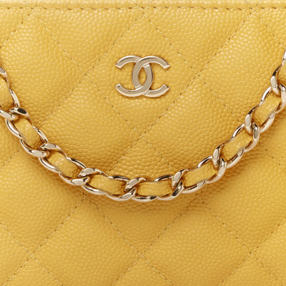 Chanel Caviar Quilted Small Clutch With Chain Yellow 10 of 12