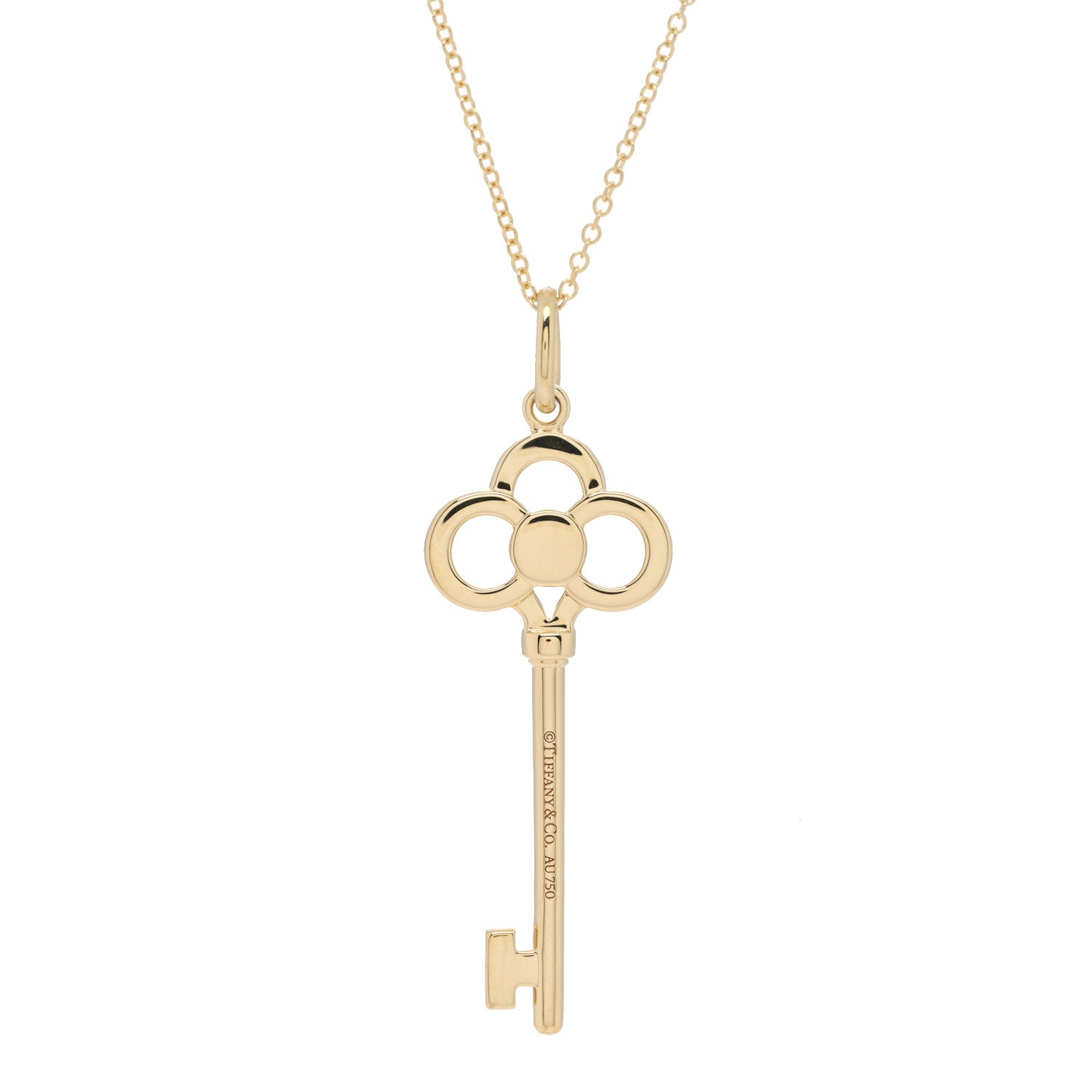 18K Yellow Gold Diamond Crown Key Pendant Necklace