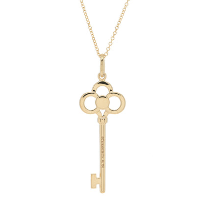 Tiffany 18K Yellow Gold Diamond Crown Key Pendant Necklace 5 of 5