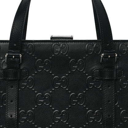 Gucci Calfskin GG Tennis Embossed Medium Tote Bag Black 7 of 11