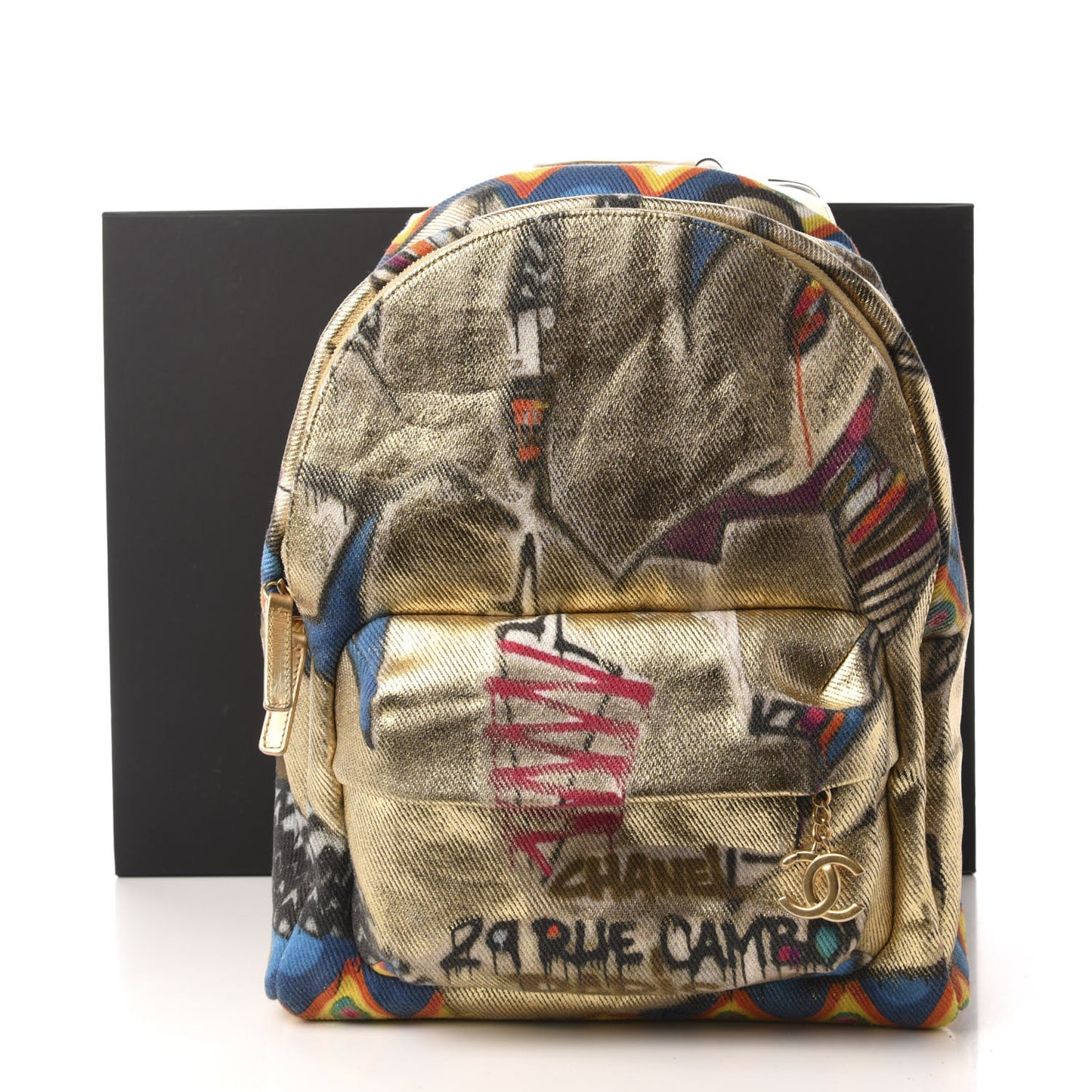 Graffiti Printed Canvas Street Spirit Backpack Multicolor