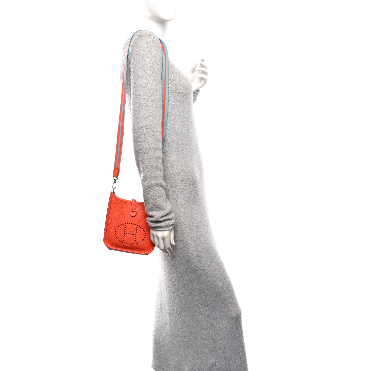 Hermes Taurillon Clemence Amazone Evelyne TPM Orange Poppy Bleu Saint Cyr 2 of 10