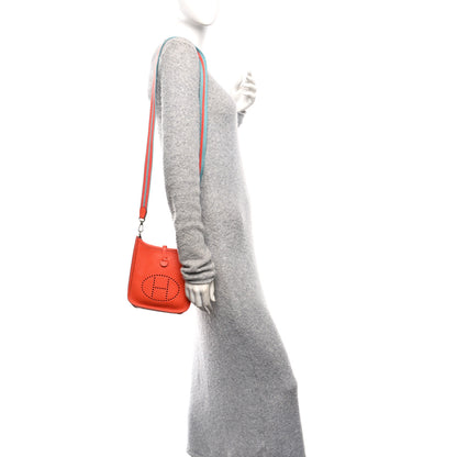 Hermes Taurillon Clemence Amazone Evelyne TPM Orange Poppy Bleu Saint Cyr 2 of 10
