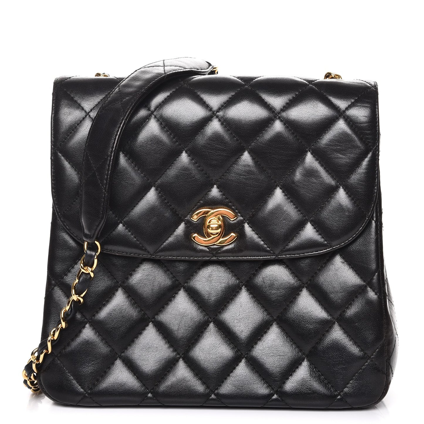 Lambskin Quilted Small Flap Black