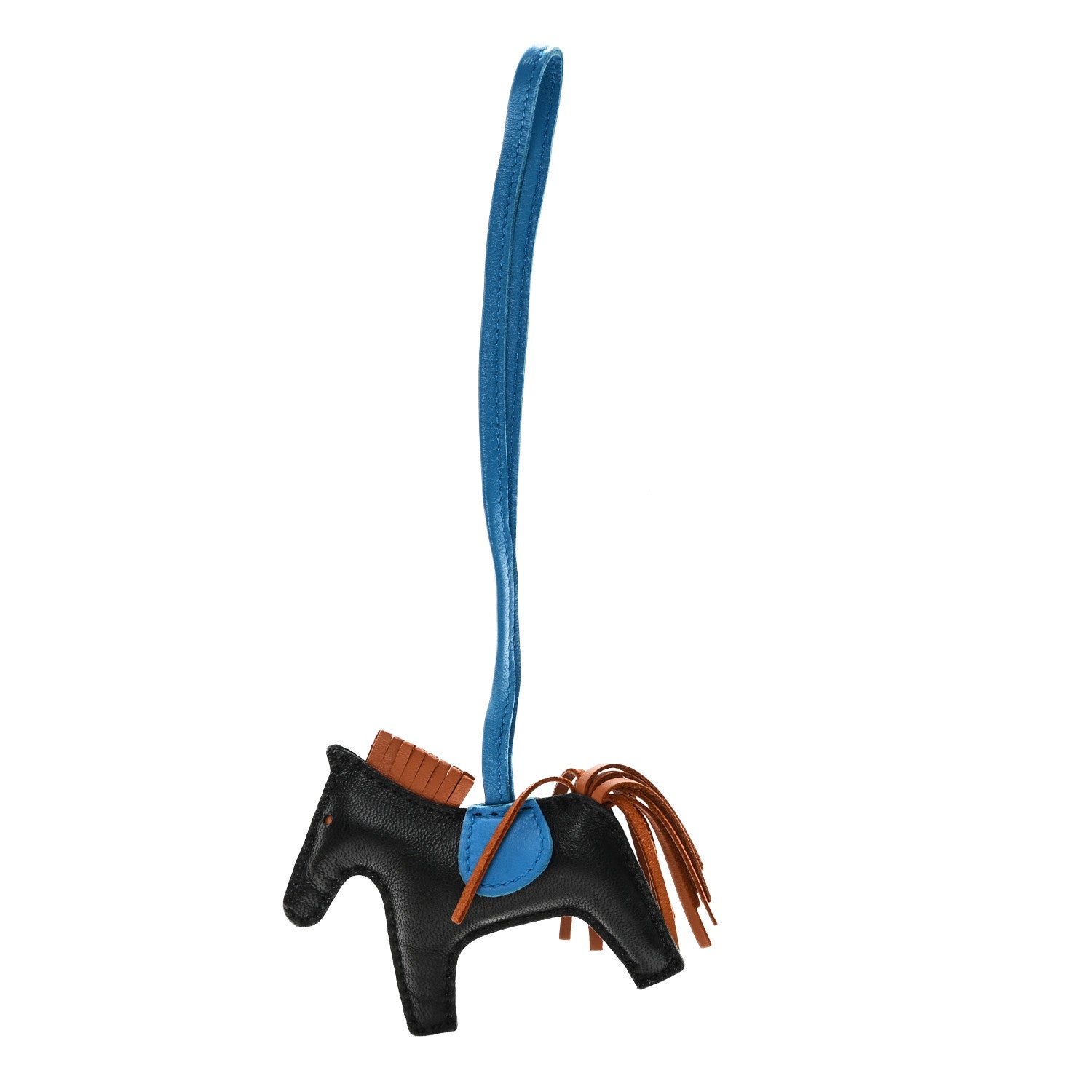 Hermes Milo Lambskin Grigri Rodeo Horse Bag Charm PM Black Gold Bleu Zanzibar 1 of 4