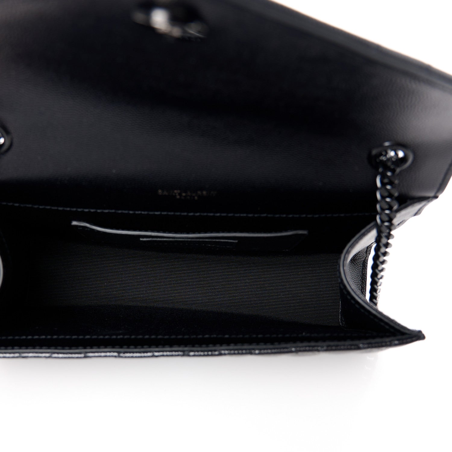 Saint Laurent Grain De Poudre Textured Mixed Matelasse Triquilt Small Monogram Monochrome Satchel Black 5 of 11