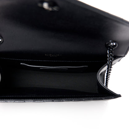 Saint Laurent Grain De Poudre Textured Mixed Matelasse Triquilt Small Monogram Monochrome Satchel Black 5 of 11